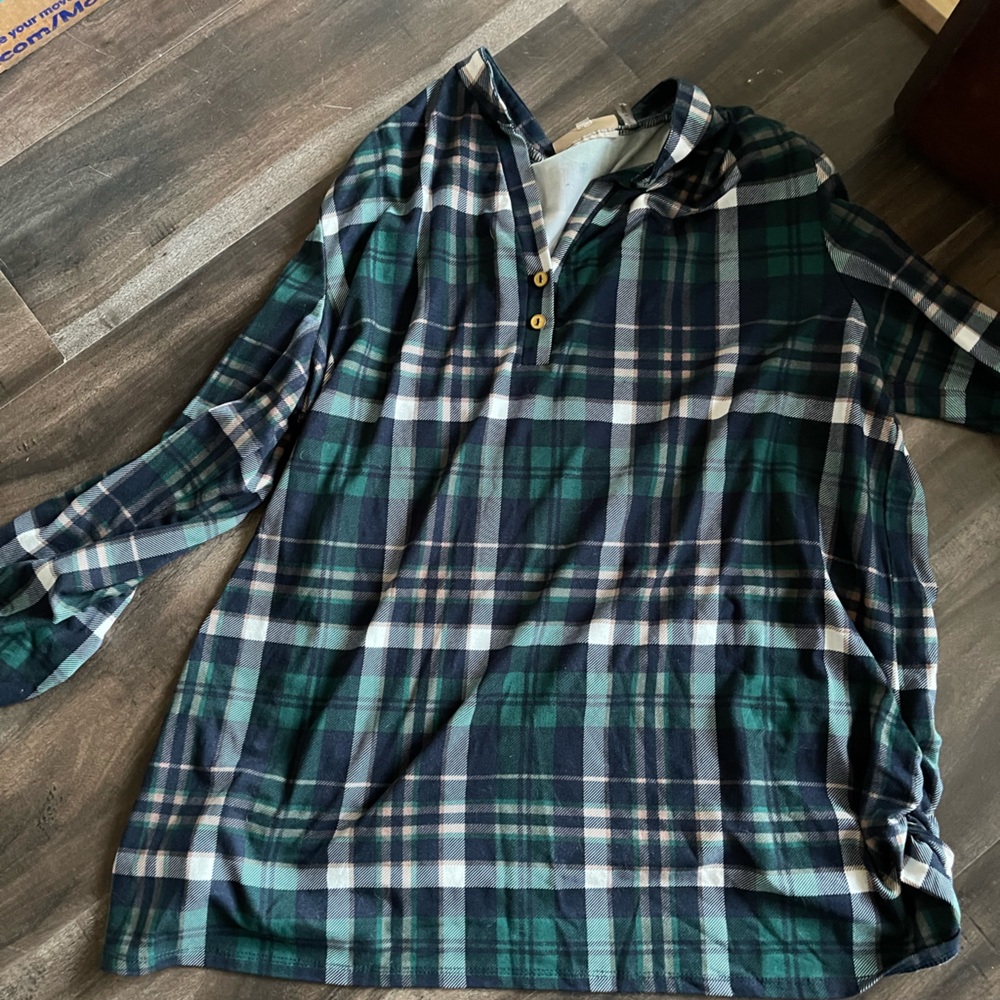 Plaid maternity top